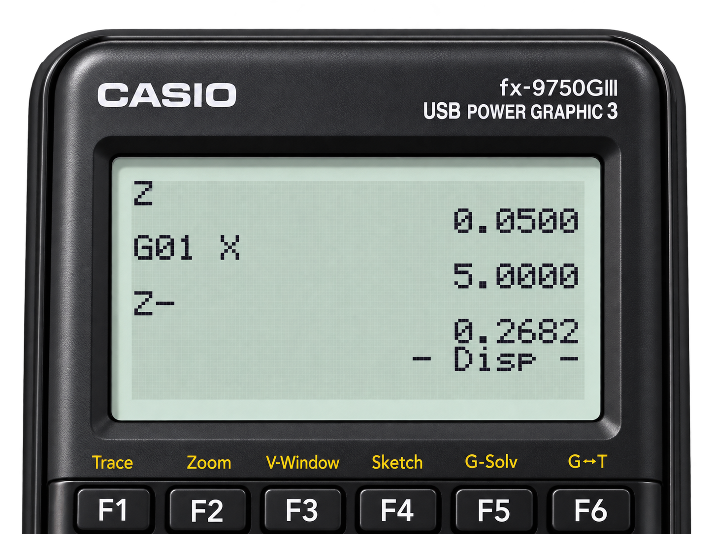 Calculator screen showing calculated X and Z values